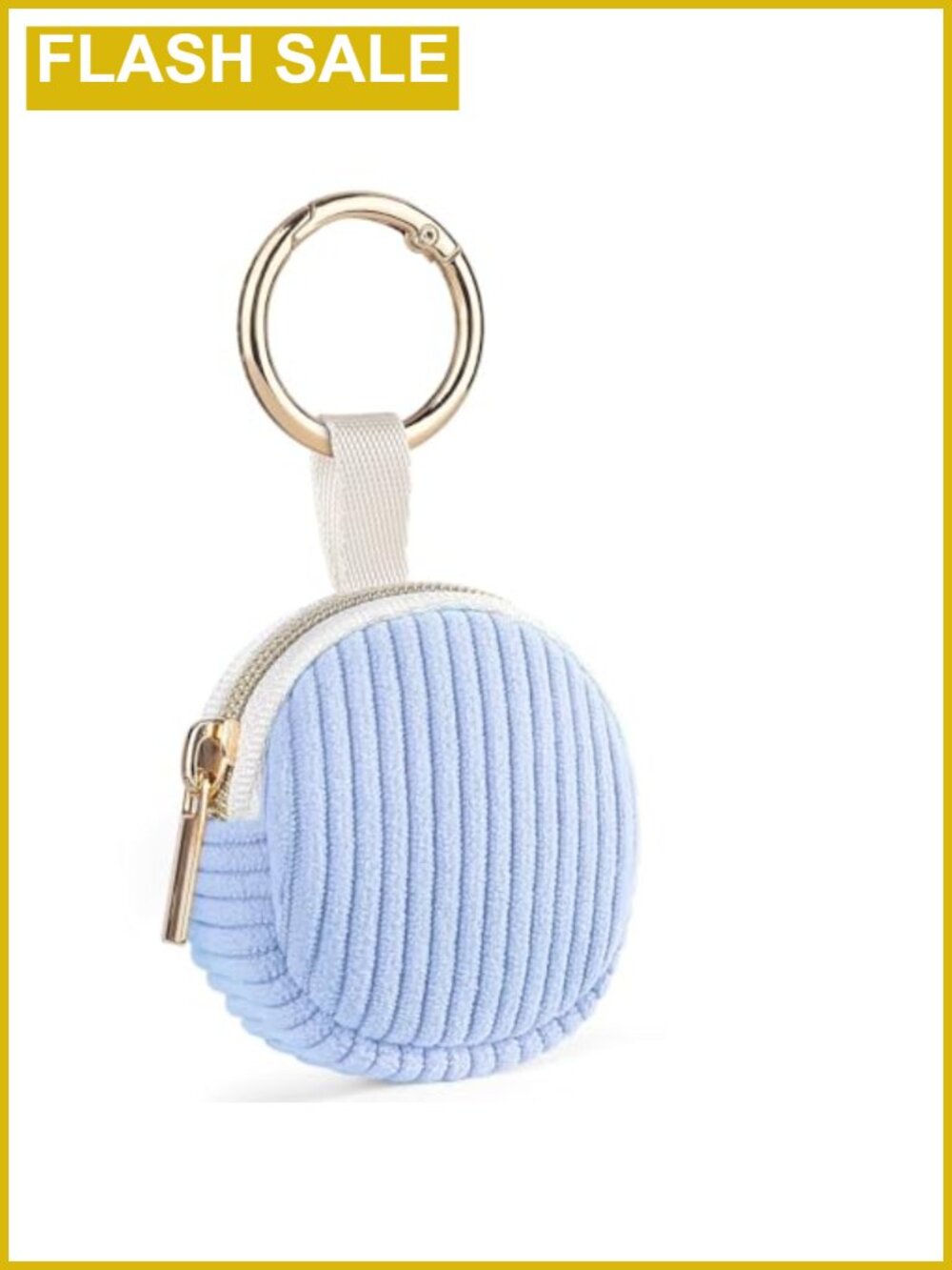 Corduroy Ring Holder Keychain Travel Jewelry Case 2 Interior Pockets